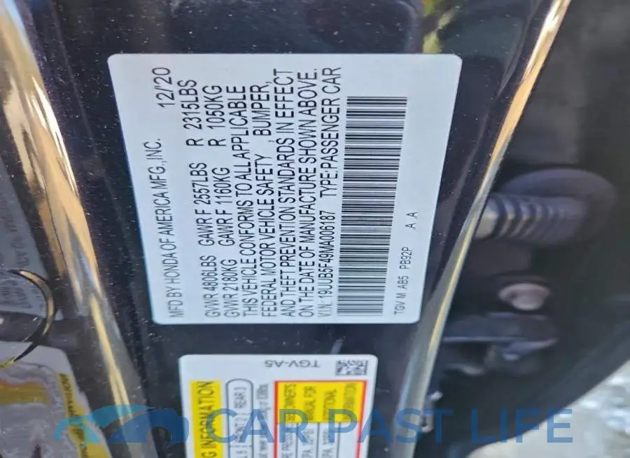 19UUB5F49MA006187# 12