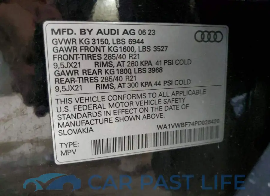 WA1VWBF74PD028420# 14