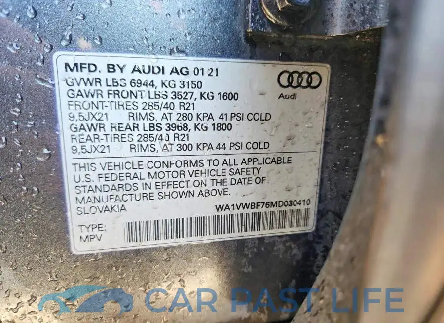 WA1VWBF76MD030410# 12