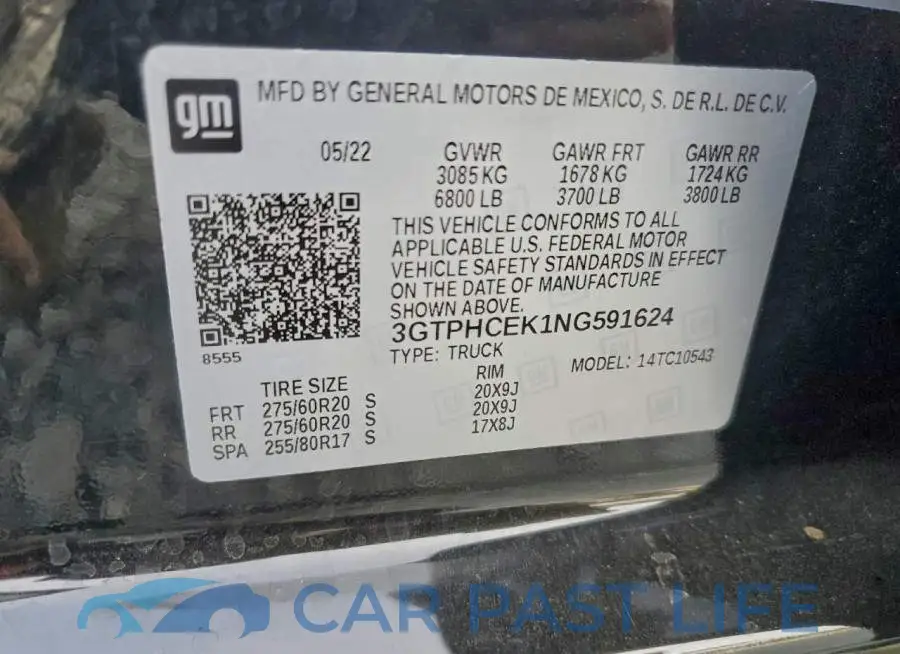 3GTPHCEK1NG591624# 12