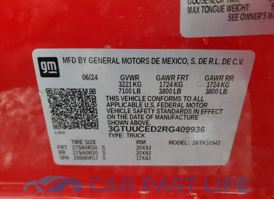 3GTUUCED2RG409936# 12