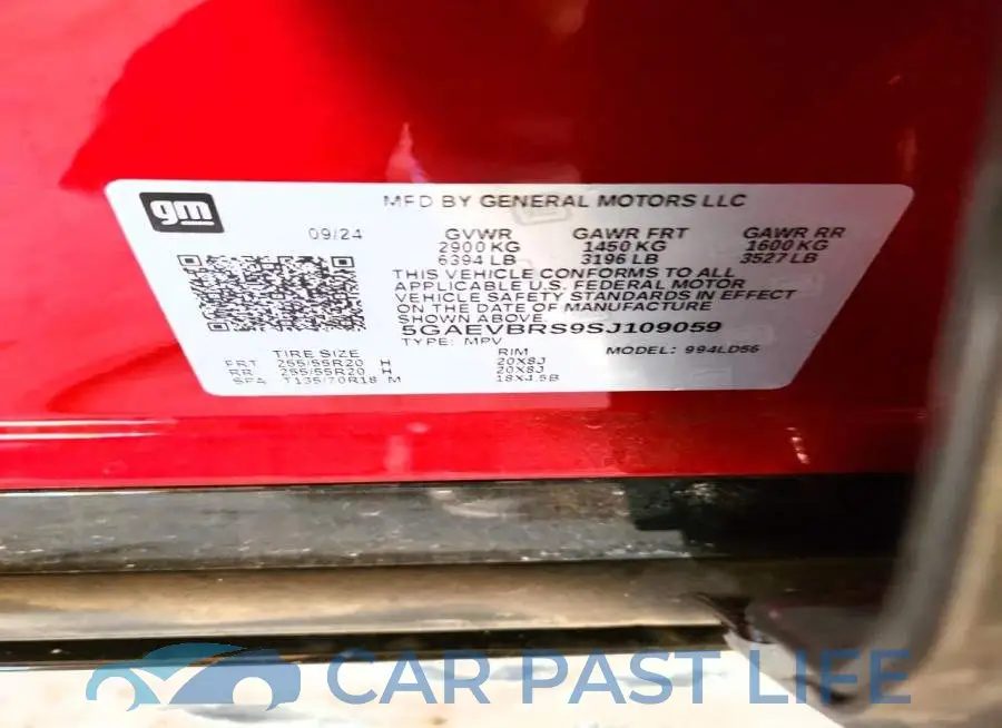 5GAEVBRS9SJ109059# 13