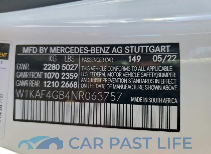 W1KAF4GB4NR063757# 12