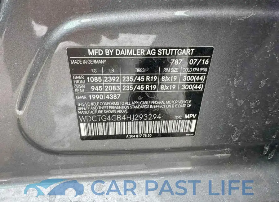 WDCTG4GB4HJ293294# 10
