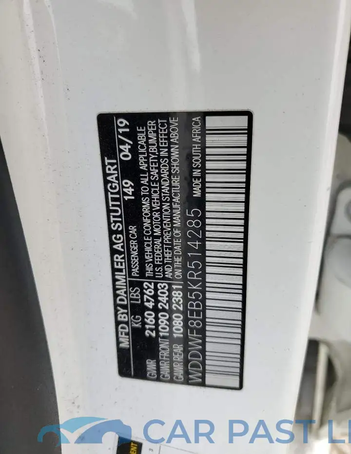 WDDWF8EB5KR514285# 12