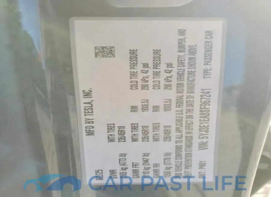 5YJ3E1EA8SF967241# 13