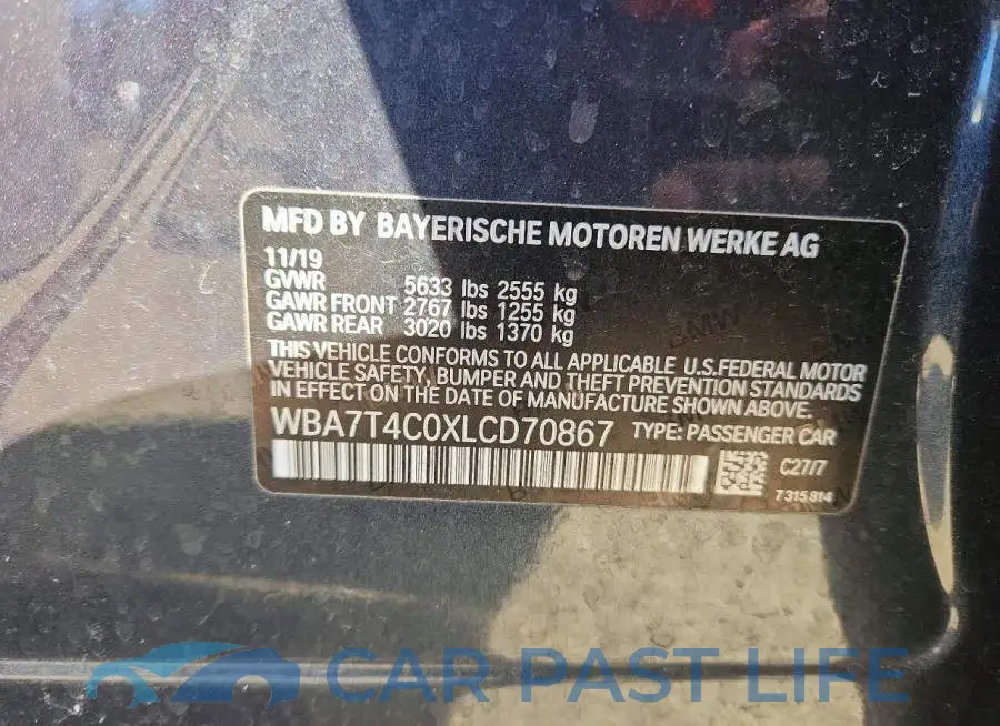 WBA7T4C0XLCD70867# 12