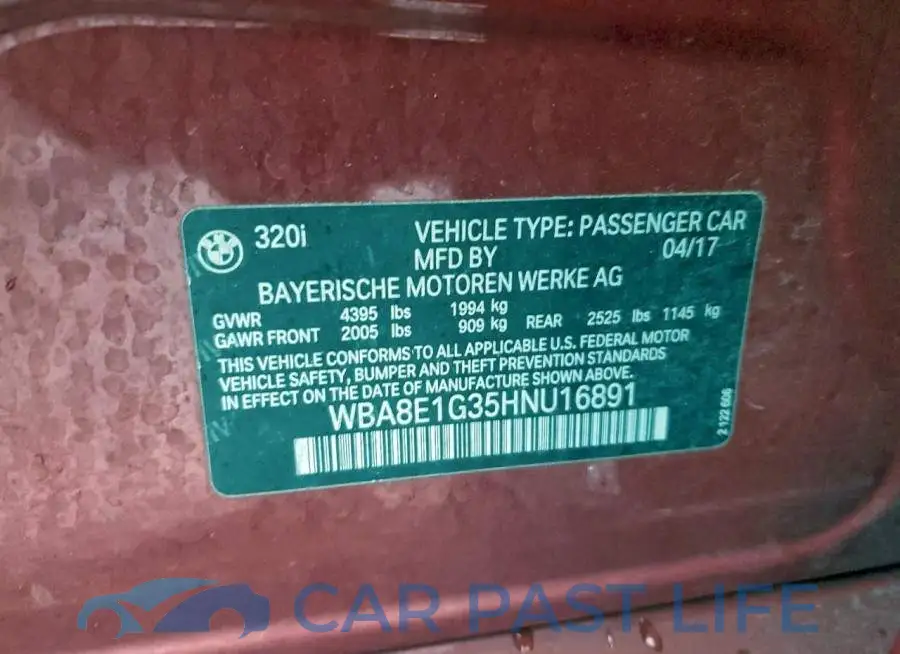WBA8E1G35HNU16891# 12