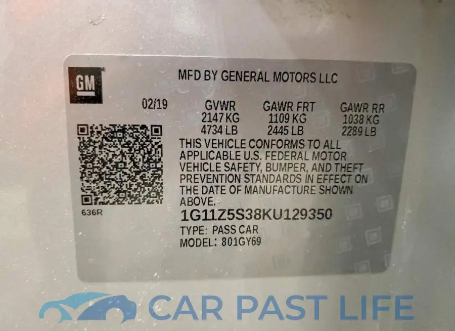 1G11Z5S38KU129350# 12
