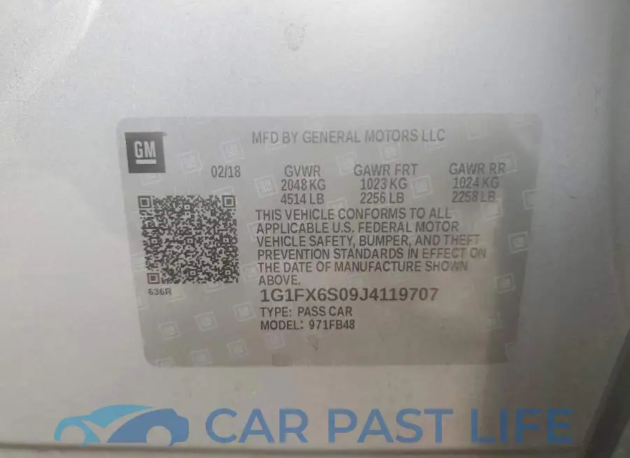 1G1FX6S09J4119707# 12