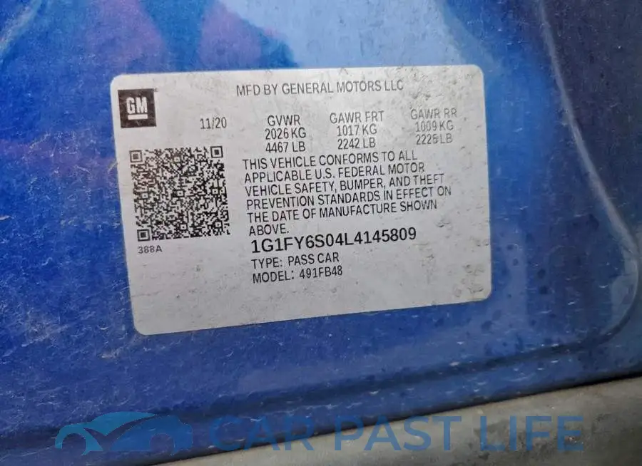 1G1FY6S04L4145809# 12