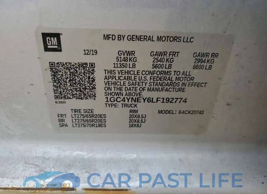 1GC4YNEY6LF192774# 12