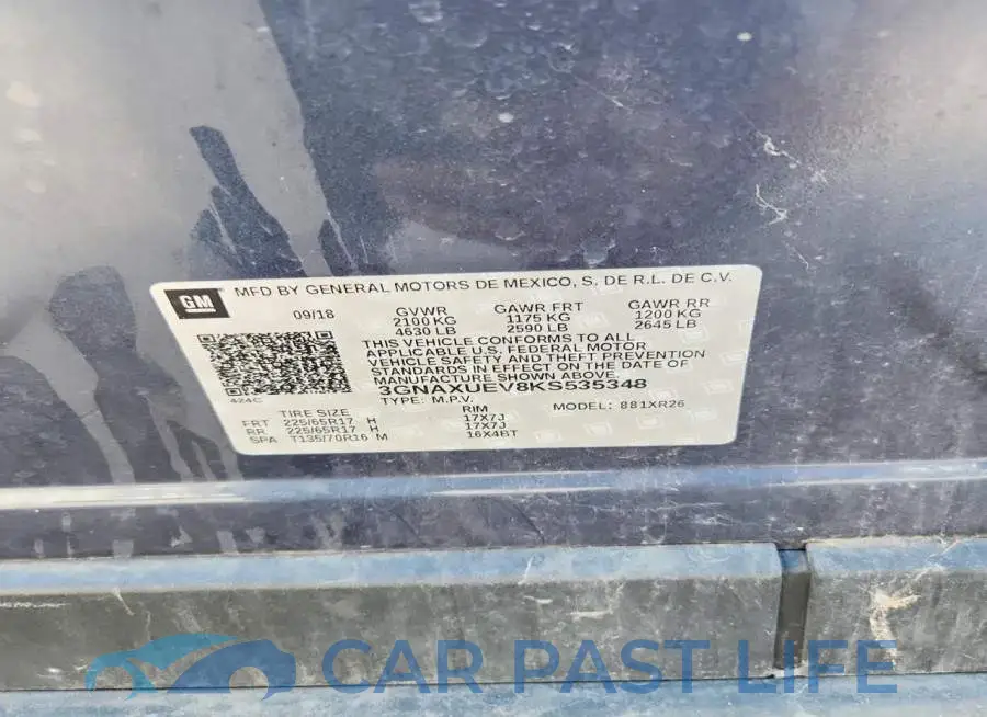 3GNAXUEV8KS535348# 14