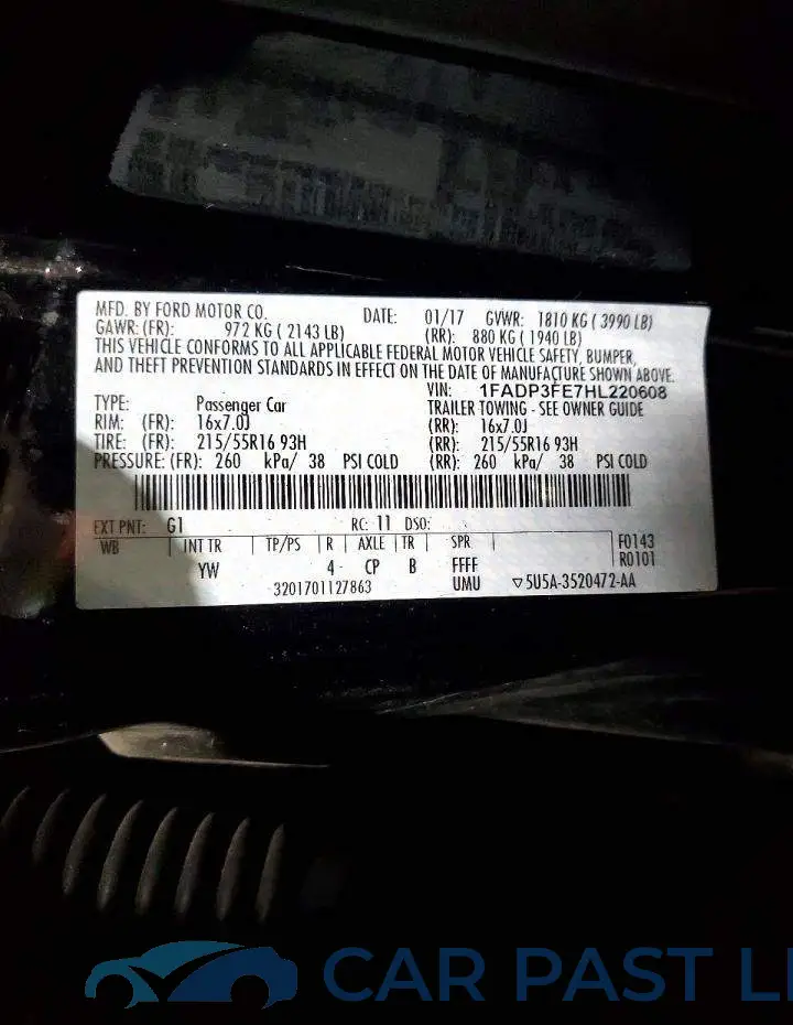 1FADP3FE7HL220608# 12