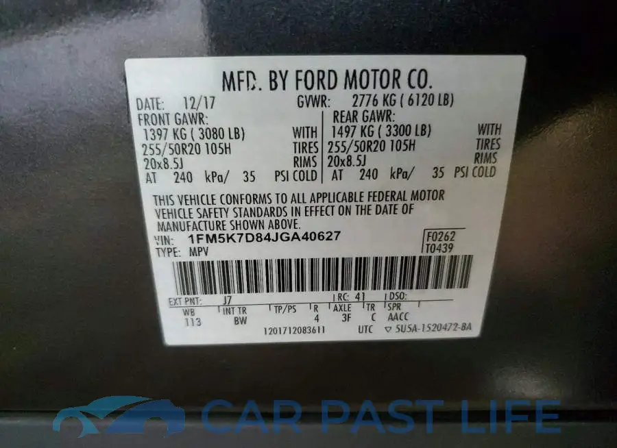 1FM5K7D84JGA40627# 13