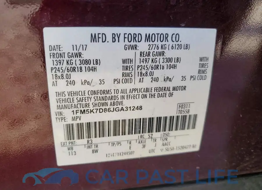 1FM5K7D86JGA31248# 13