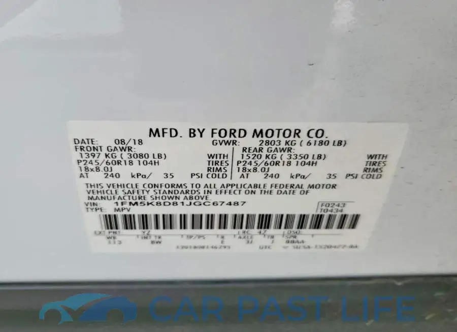 1FM5K8D81JGC67487# 14