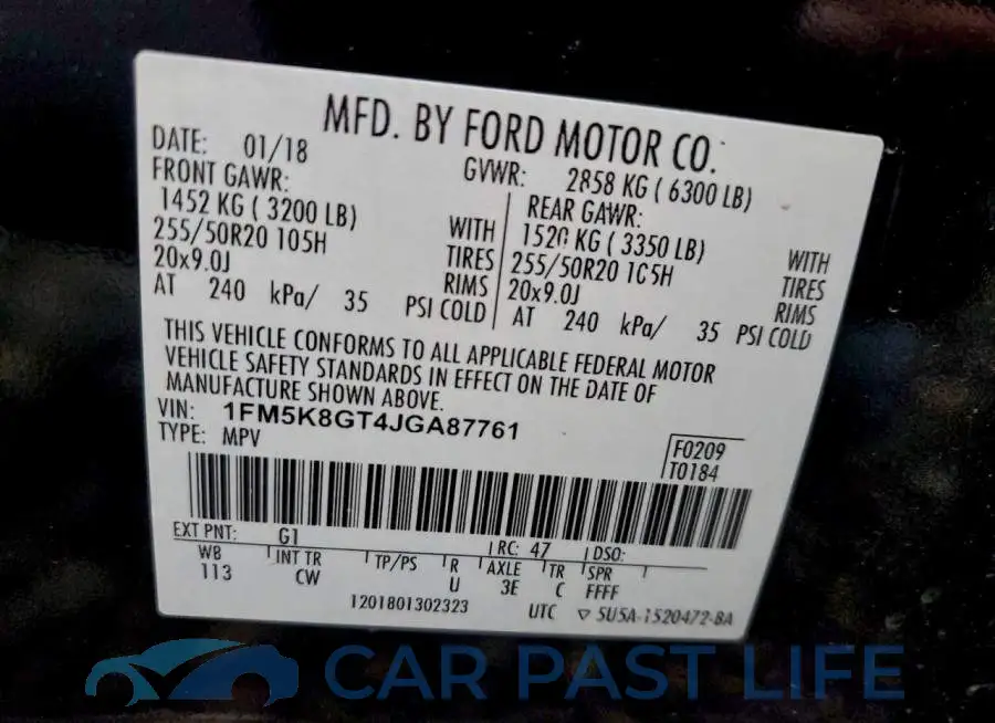 1FM5K8GT4JGA87761# 13