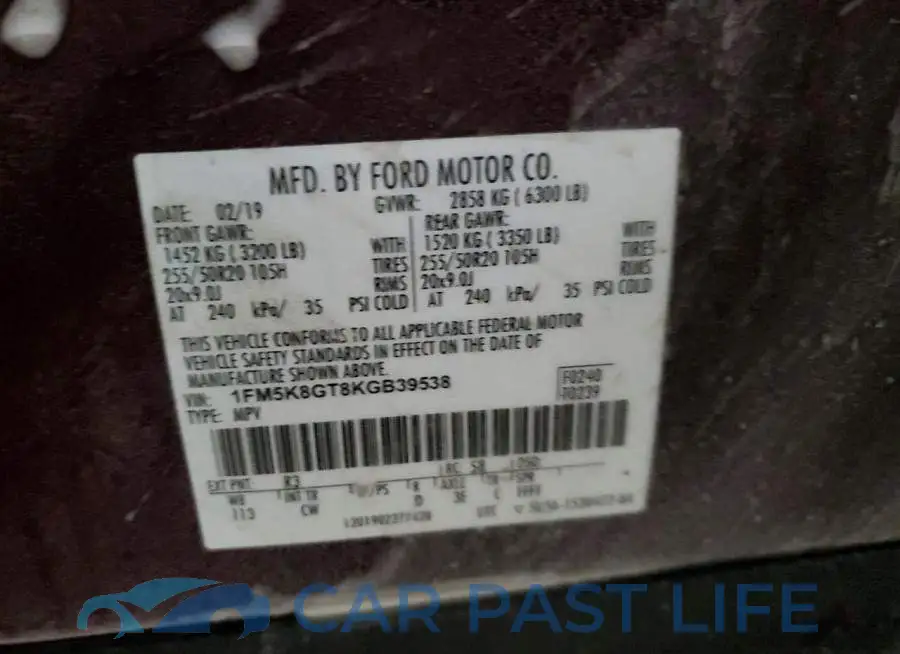 1FM5K8GT8KGB39538# 13