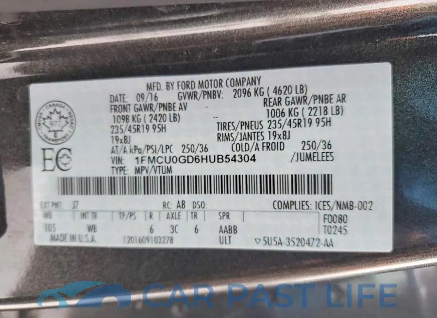1FMCU0GD6HUB54304# 13
