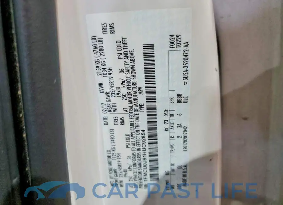 1FMCU0J91HUC92854# 12