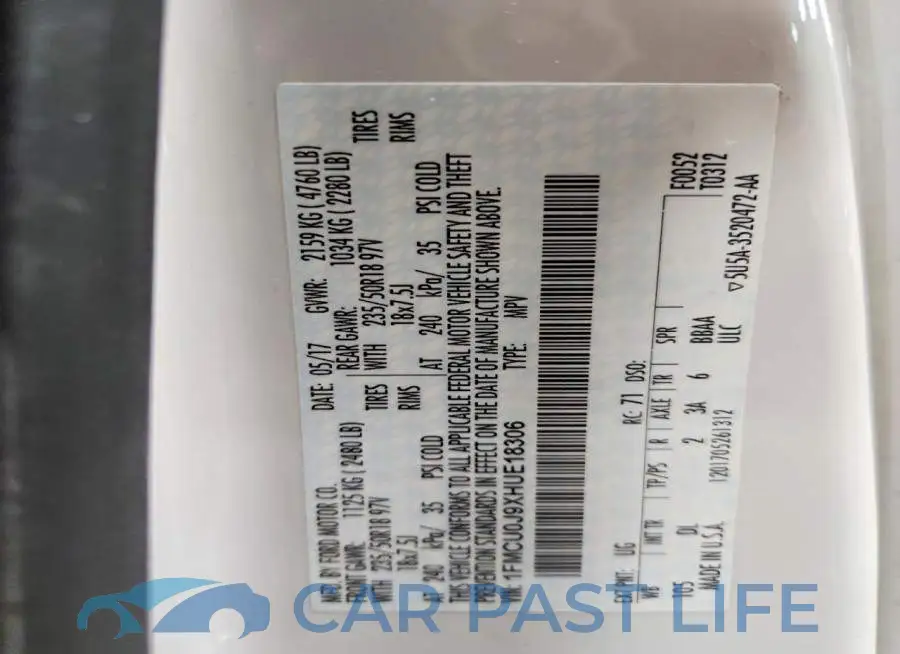 1FMCU0J9XHUE18306# 13