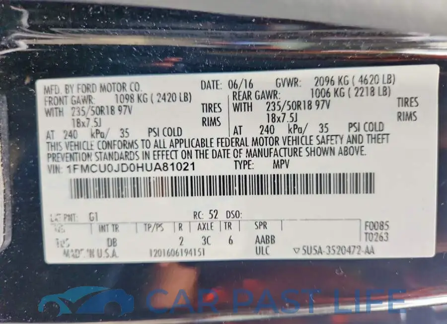 1FMCU0JD0HUA81021# 12