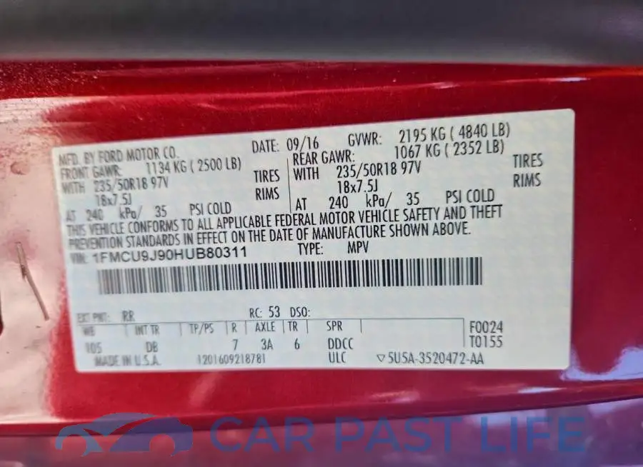 1FMCU9J90HUB80311# 13