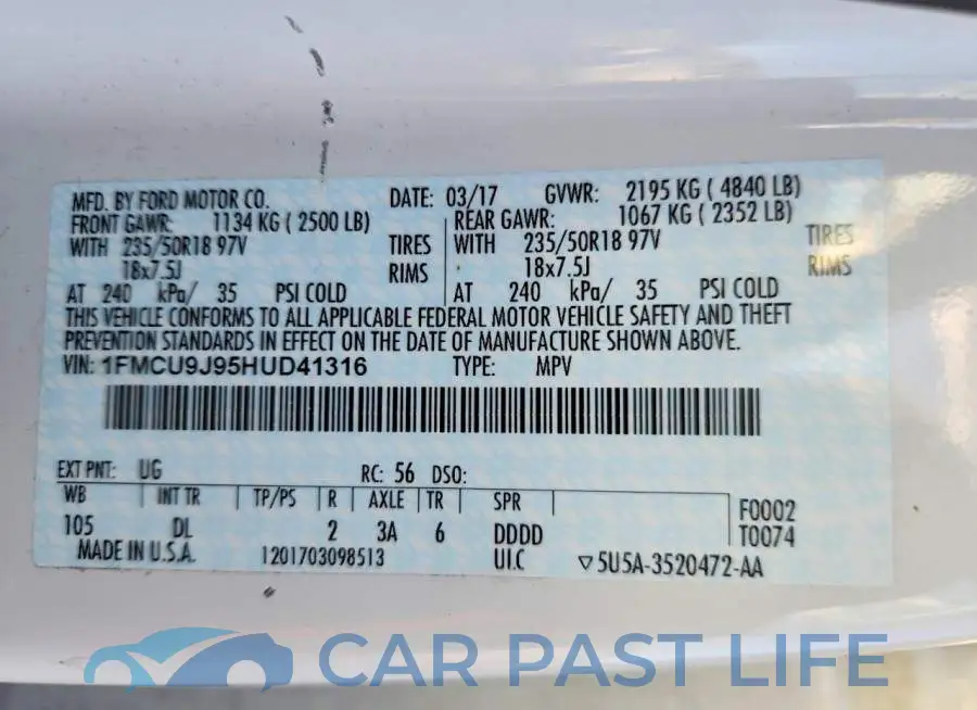 1FMCU9J95HUD41316# 13