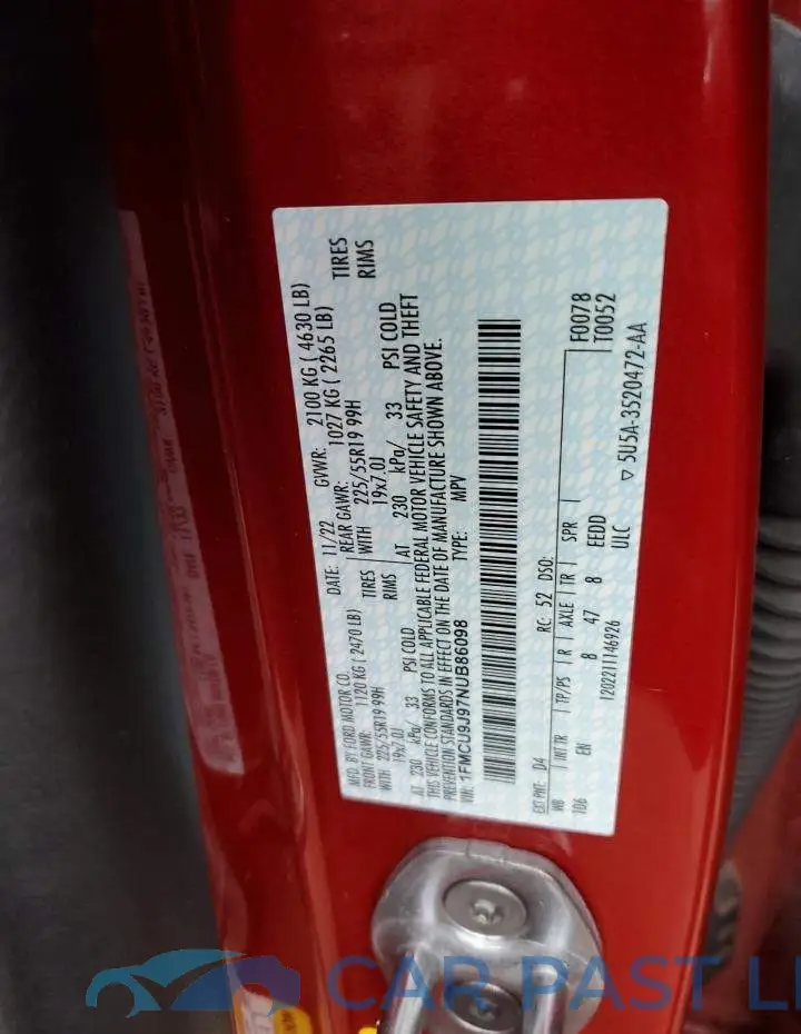 1FMCU9J97NUB86098# 13