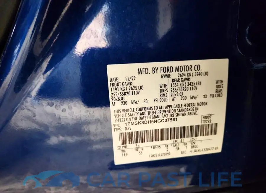 1FMSK8DH5NGC07561# 14