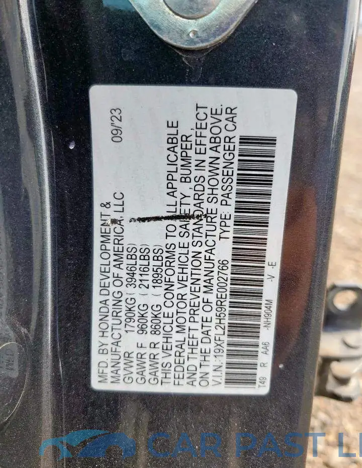 19XFL2H59RE002766# 12