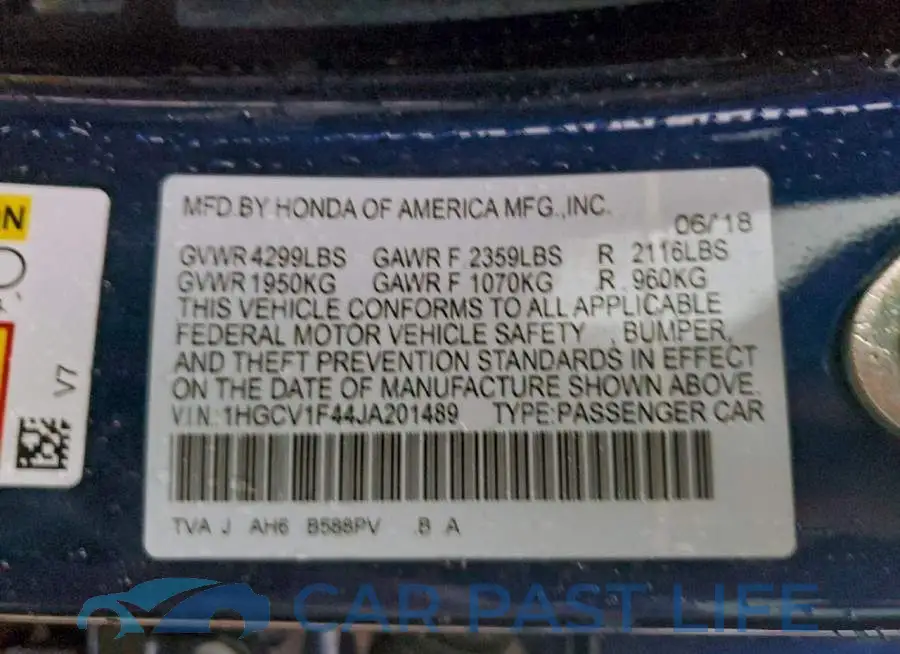 1HGCV1F44JA201489# 12