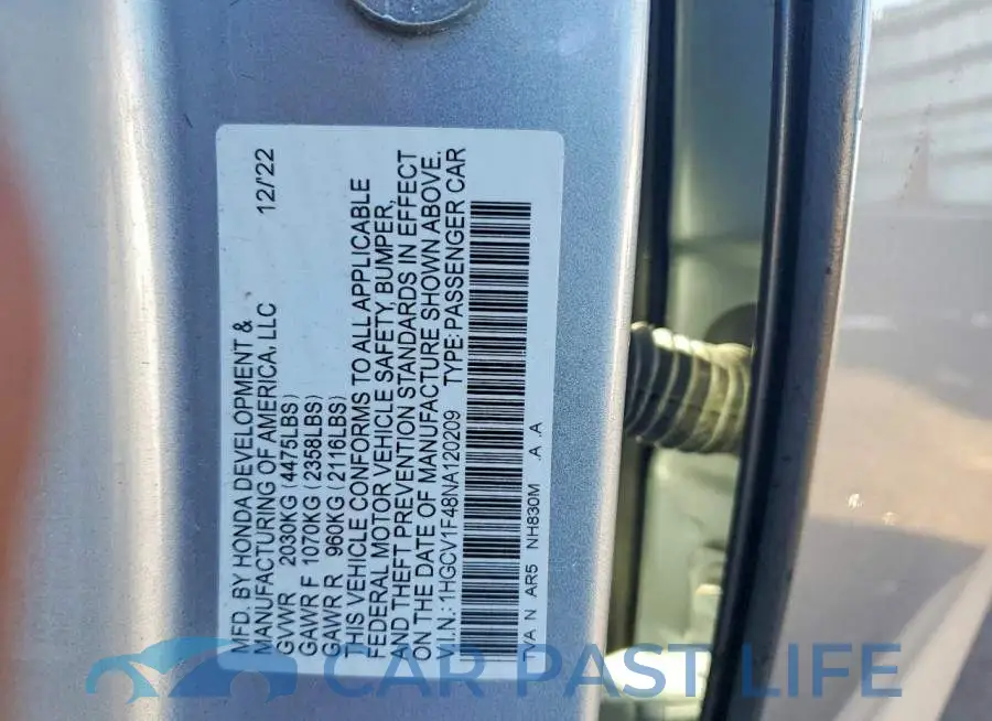 1HGCV1F48NA120209# 12