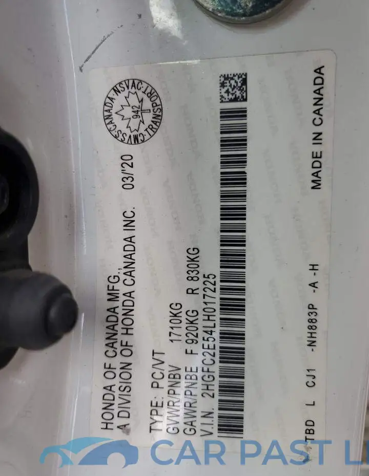2HGFC2E54LH017225# 13