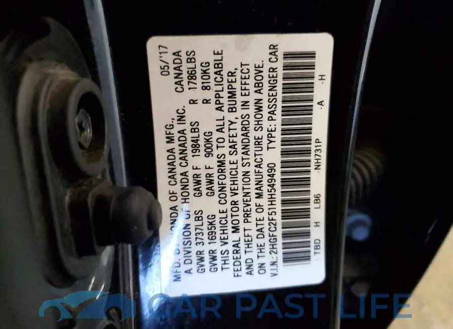 2HGFC2F51HH549490# 12