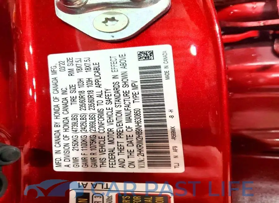2HKRW2H89NH630850# 13