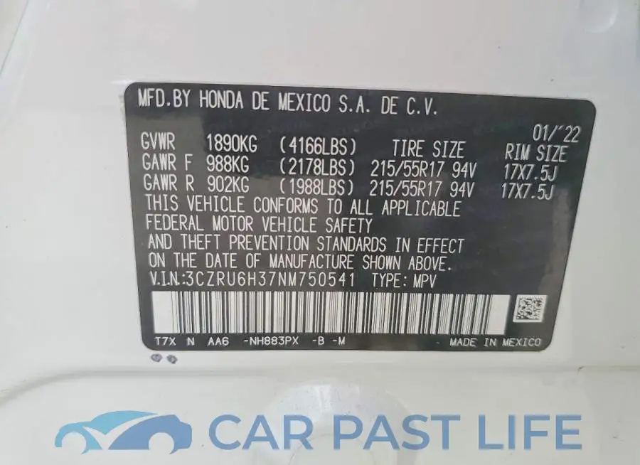 3CZRU6H37NM750541# 13