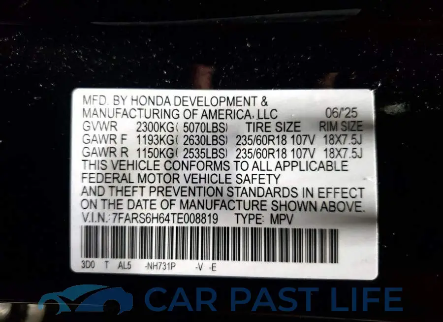 7FARS6H64TE008819# 13