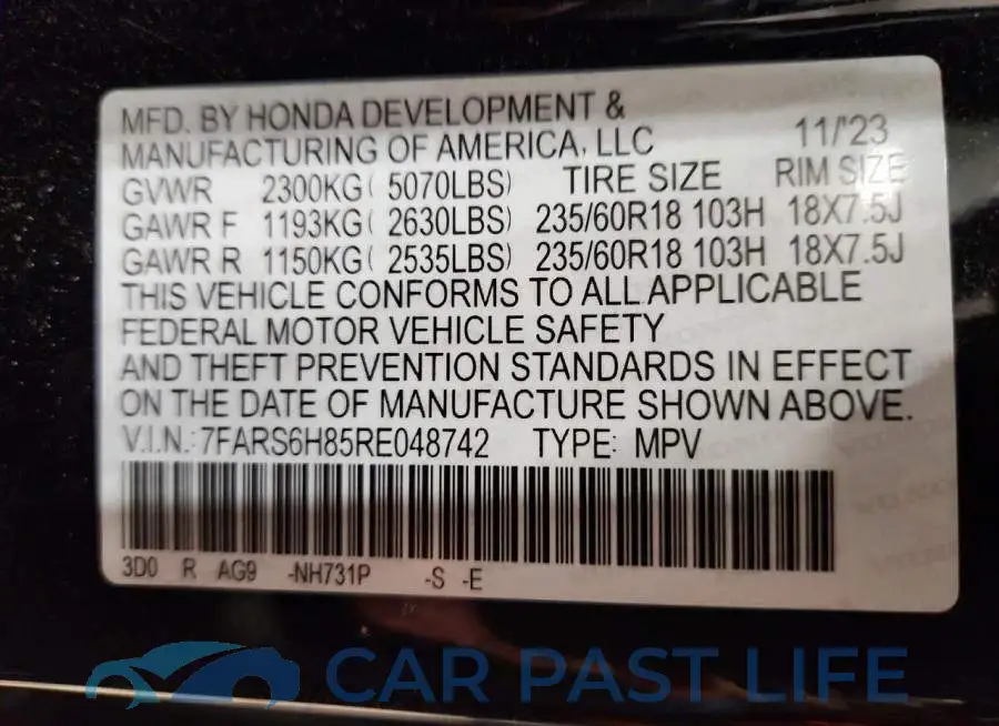 7FARS6H85RE048742# 13
