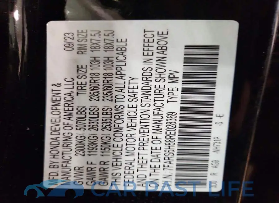 7FARS6H88RE028369# 13