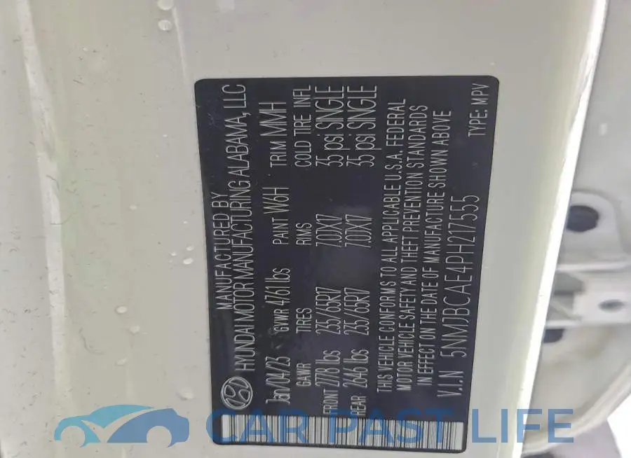 5NMJBCAE4PH217555# 14