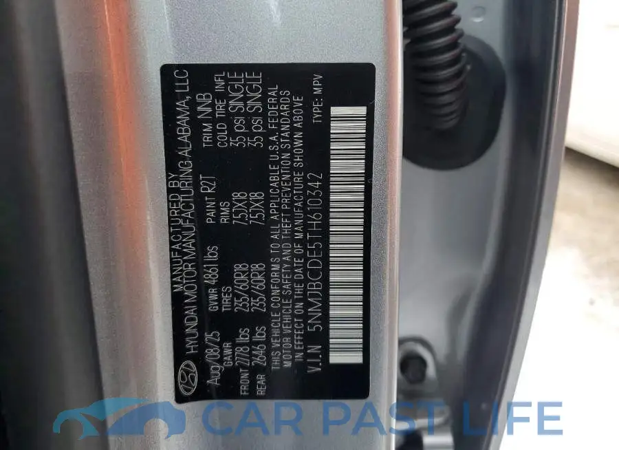 5NMJBCDE5TH610342# 12