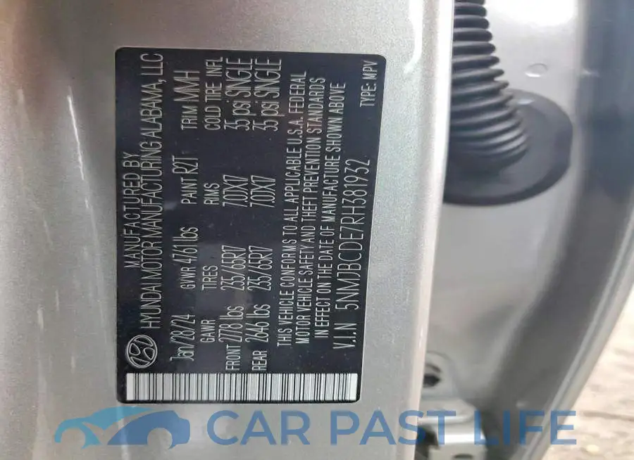 5NMJBCDE7RH381932# 14
