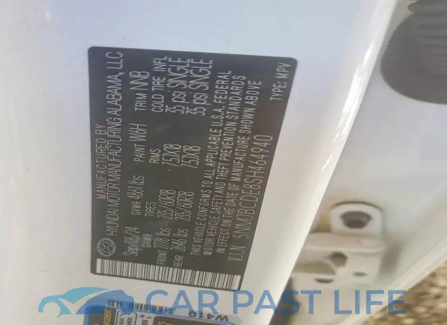 5NMJBCDE8SH464940# 13