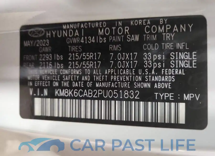 KM8K6CAB2PU051832# 13