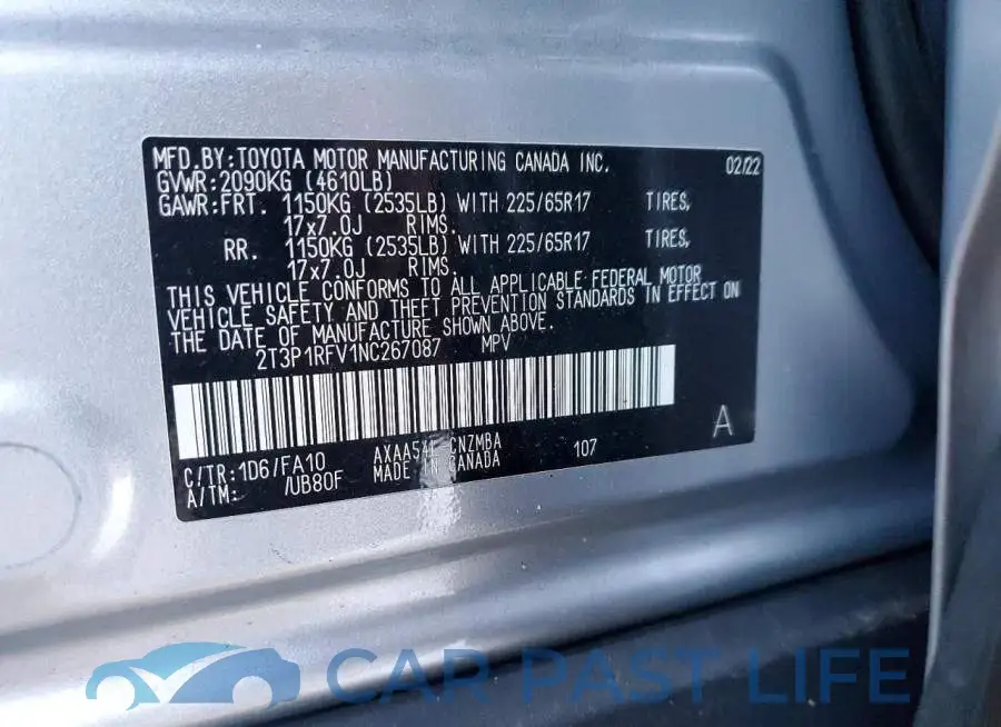 2T3P1RFV1NC267087# 13