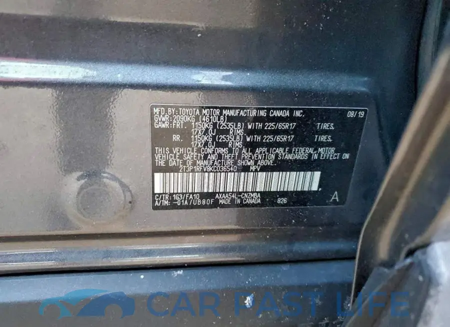 2T3P1RFV8KC036540# 13