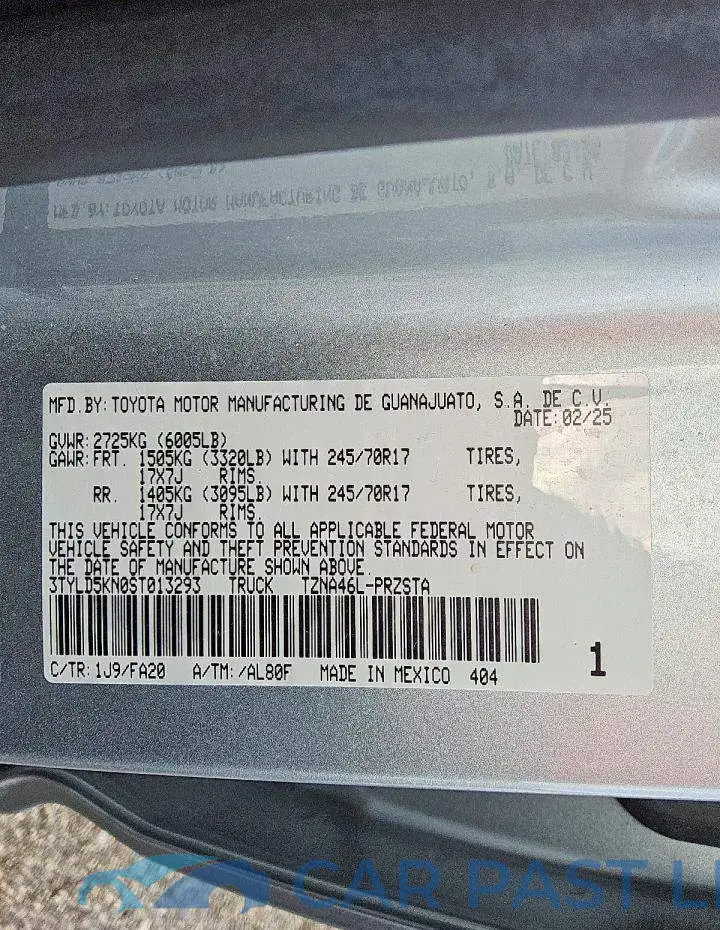 3TYLD5KN0ST013293# 12