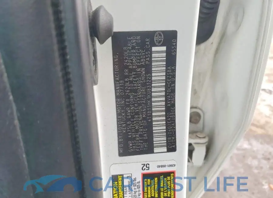 4T1B11HK1KU831225# 12